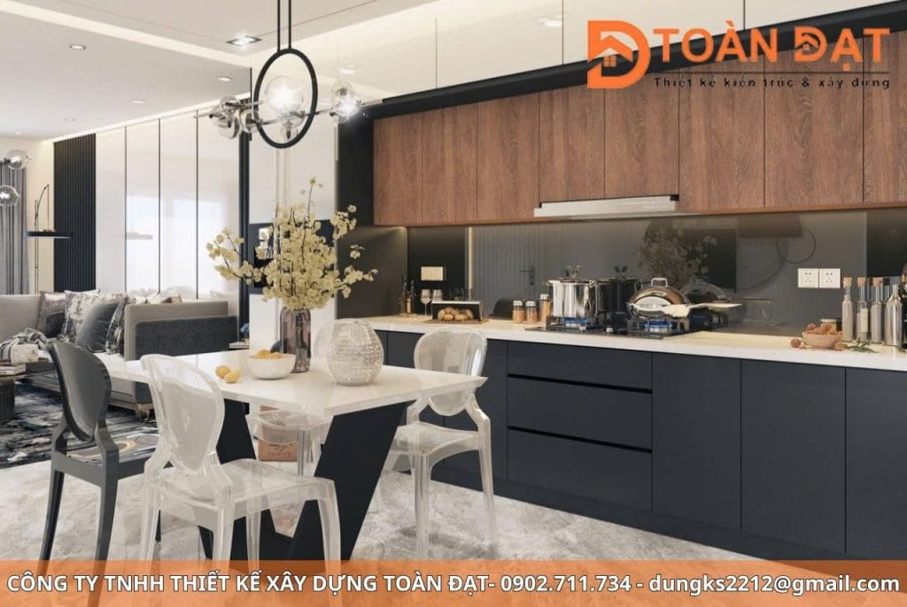 Xu hướng thiết kế phòng bếp hiện đại 2025 mang đến sự thay đổi rõ rệt: mở – tối giản – thông minh – bền vững – thẩm mỹ.